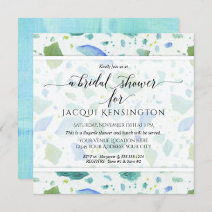 Beach Glass Modern Terrazzo Retro Bridal Shower Invitation