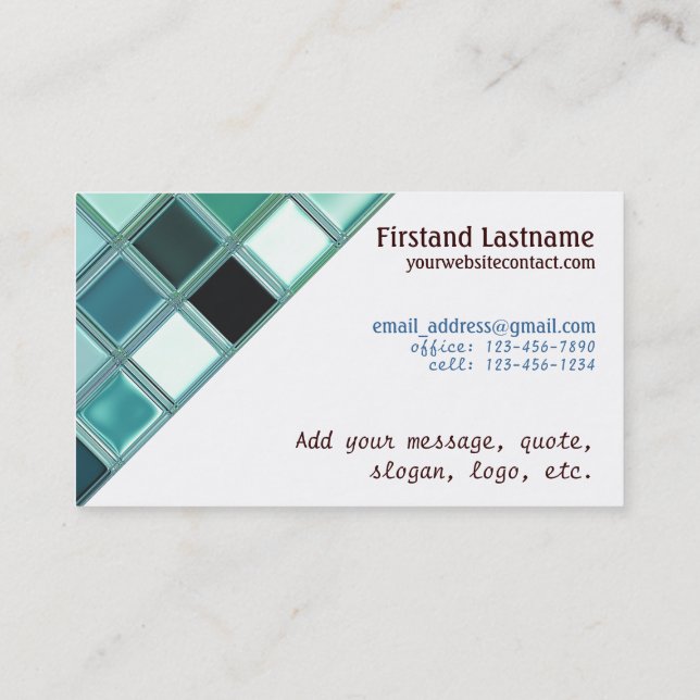 Beach Glass Mosaic Tile Art Business Card (Back)