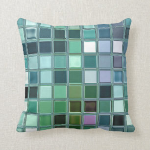 Beach Glass Mosaic Tile Art Throw Pillow