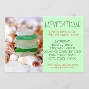 Beach Glass & Seashells Invitations