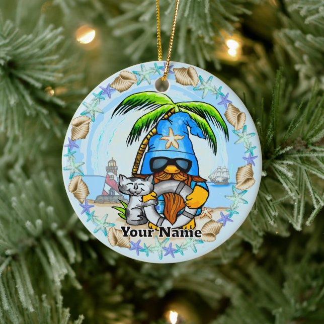 Beach gnome ceramic ornament (Tree)