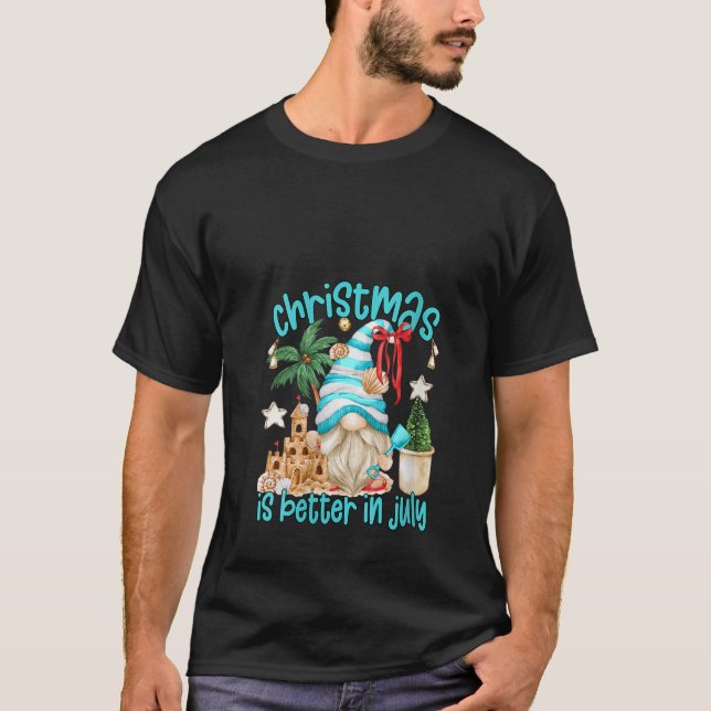 Beach Gnome Mens Christmas In July Is Better In Fl T-Shirt (Front)