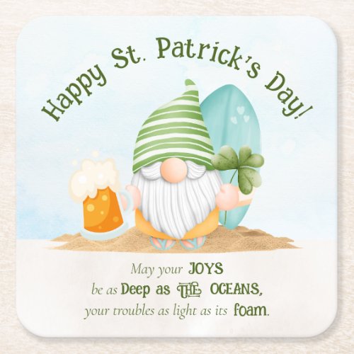 Beach Gnome St Patricks Day Paper Coaster