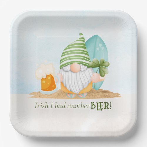 Beach Gnome St Patricks Day Paper Plate