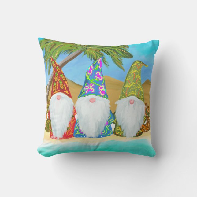 BEACH GNOMES  THROW PILLOW (Front)