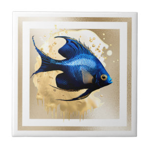 Beach gold angel fish reef tropical island marine ceramic tile