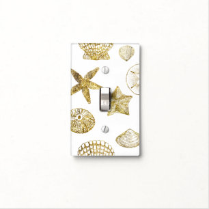 Beach Gold White Shells Light Switch Cover