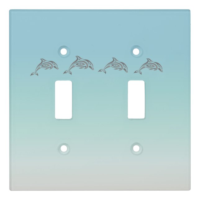 Beach Gradient Dolphins Modern Minimalist Light Switch Cover (Front)