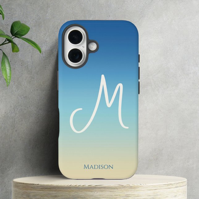 Beach Gradient Monogram  Iphone Case (Creator Uploaded)
