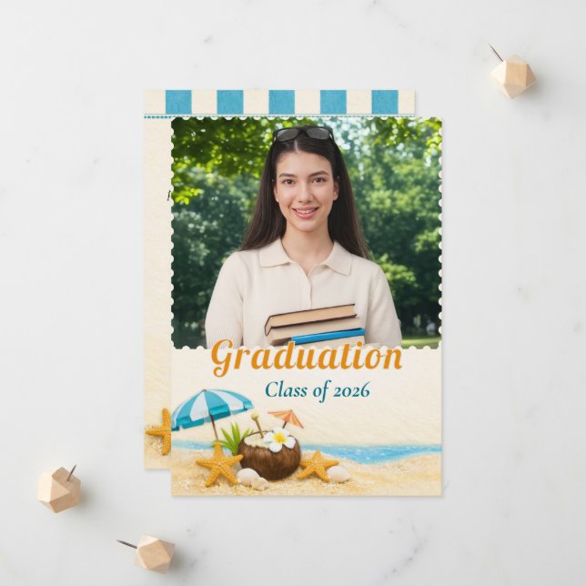 Beach Graduation 2026 Photo Announcement (Front/Back In Situ)