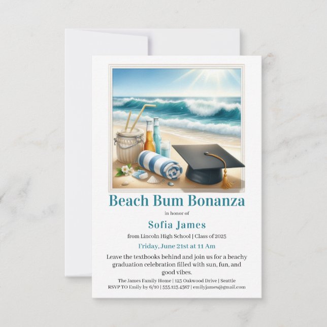 Beach Graduation Party Invitation (Front)