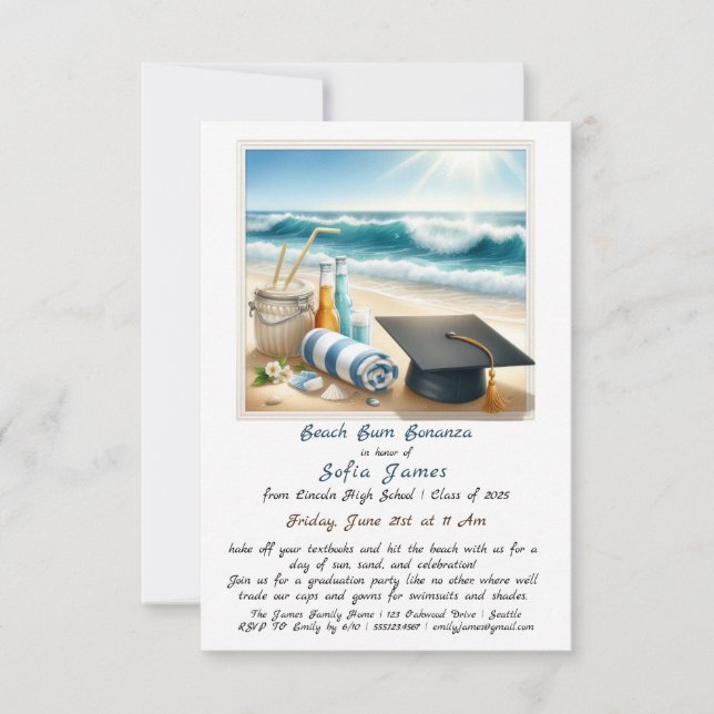 Beach Graduation Party Invitation (Front)