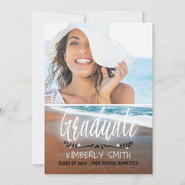 Beach Graduation Party Photo Invitation (Front)