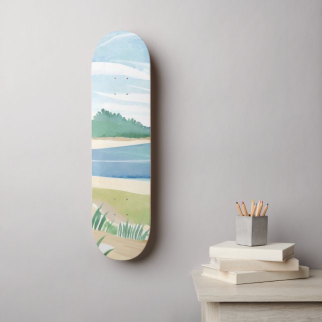 Beach Grass Bay | Watercolor Ocean Coastal Sea Skateboard (Wall Art)