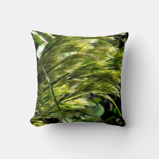 Beach Grass in the Breeze Throw Pillow (Front)
