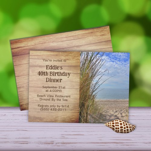 Beach Grass Sand Dunes His Birthday Party Invitation