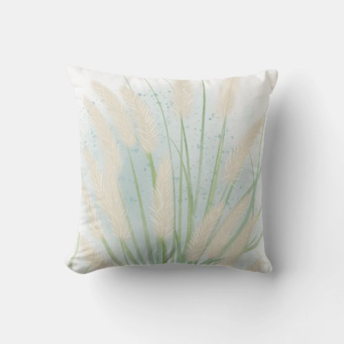 Beach Grass Watercolor Throw Pillow