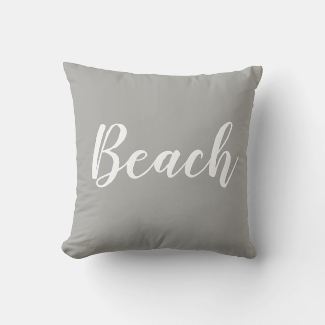 Beach Gray White Throw Pillow (Front)
