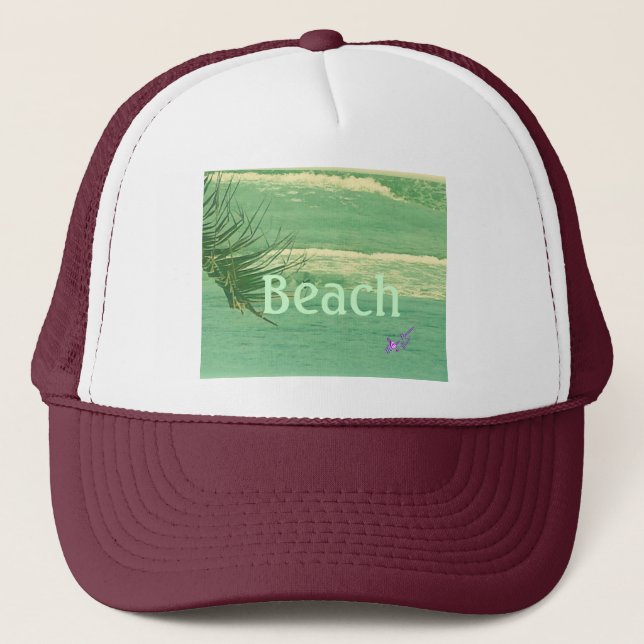 "Beach" Green Ocean Trucker Hat (Front)