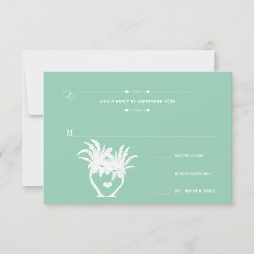 Beach Green Palm Tree Destination Chalkboard RSVP Card