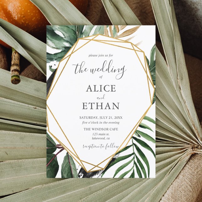Beach Greenery Script Wedding Invitation (Creator Uploaded)