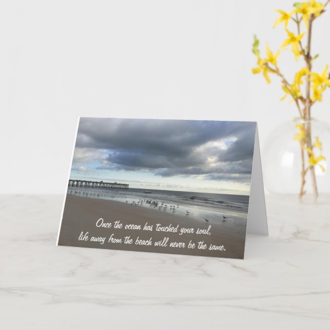 Beach Grey Day Thinking Of You Card (Yellow Flower)