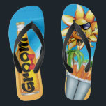 Beach Groom Honeymoon Flip Flops<br><div class="desc">Beach Groom! Tropical beer beach groom flip flops. Great gift for the honeymoon newlywed. Bride available too!</div>