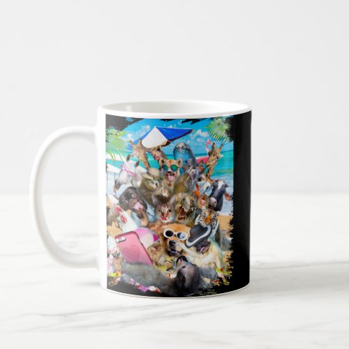 Beach Group Selfie Sloth Pug Cat Chicken Dog Unico Coffee Mug