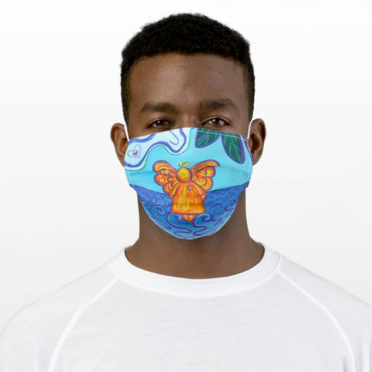 Beach Guardian Angel Art Custom Face Mask (Worn)
