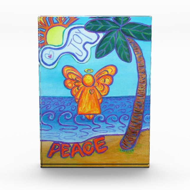 Beach Guardian Angel Art Custom Paperweight Acrylic Award (Front)