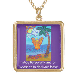 Beach Guardian Angel Art Necklace Charm Jewelry