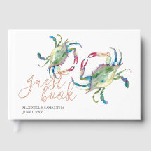Beach Guest Book Watercolor Crabs
