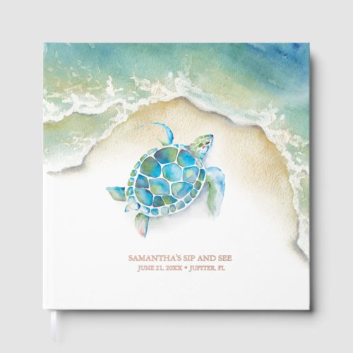 Beach Guest Book Watercolor Sea Turtle