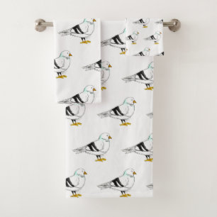 Beach Gull Seagull New York City Pigeon Bird Bath Towel Set