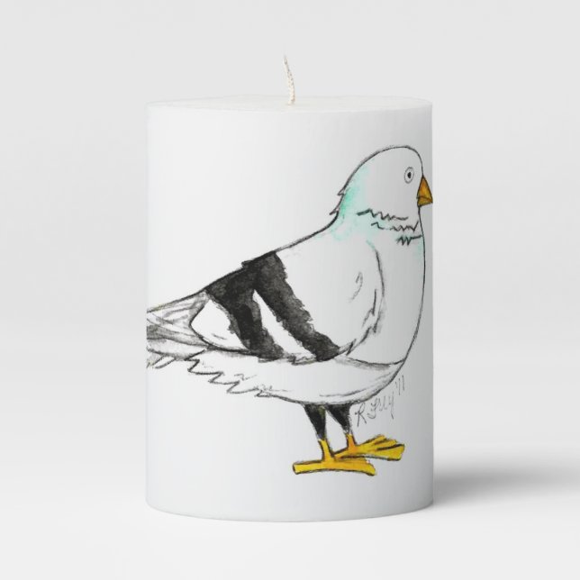 Beach Gull Seagull New York City Pigeon Bird Pillar Candle (Front)