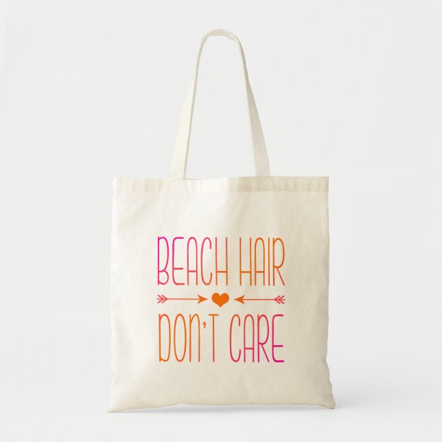 Beach Hair Don't Care | Pink and Orange Tote Bag (Front)