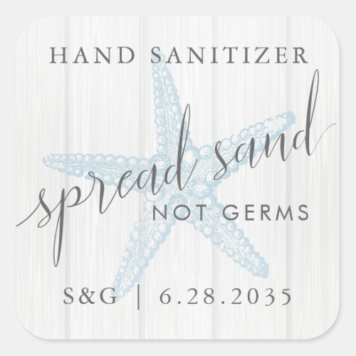 Beach Hand Sanitizer Favor Spread Sand Not Germs Square Sticker