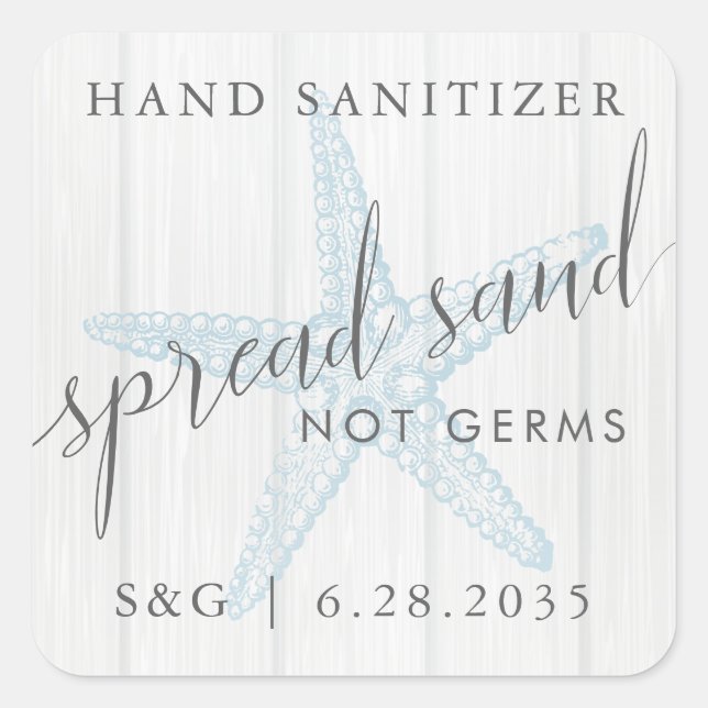 Beach Hand Sanitizer Favor Spread Sand Not Germs Square Sticker (Front)
