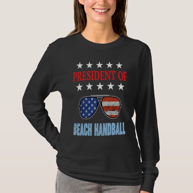 Beach Handball Accessories  USA Flag Beach Saying T-Shirt (Front)