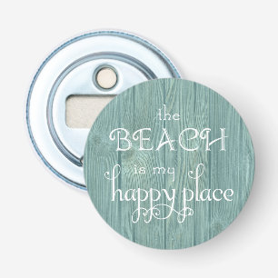 Beach Happy Place Aqua Wood Bottle Opener
