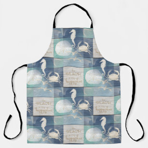 Beach Happy Place Blue Aqua Apron