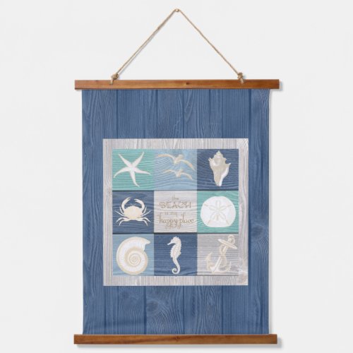 Beach Happy Place Blue Aqua Old Wood Sea Hanging Hanging Tapestry