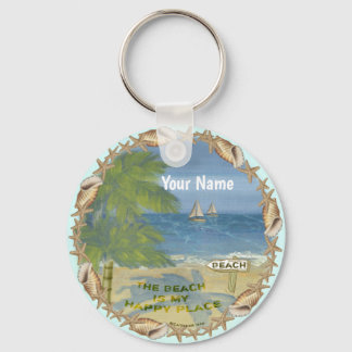 Beach Happy Place Keychain