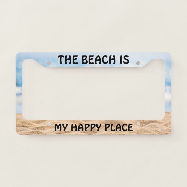 Beach Happy Place License Plate Frames (Front)