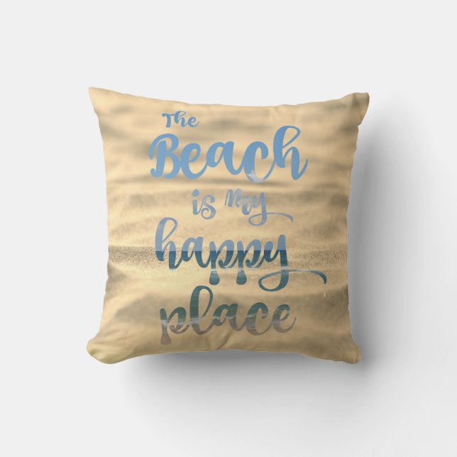 Beach Happy Place Throw Pillow (Front)