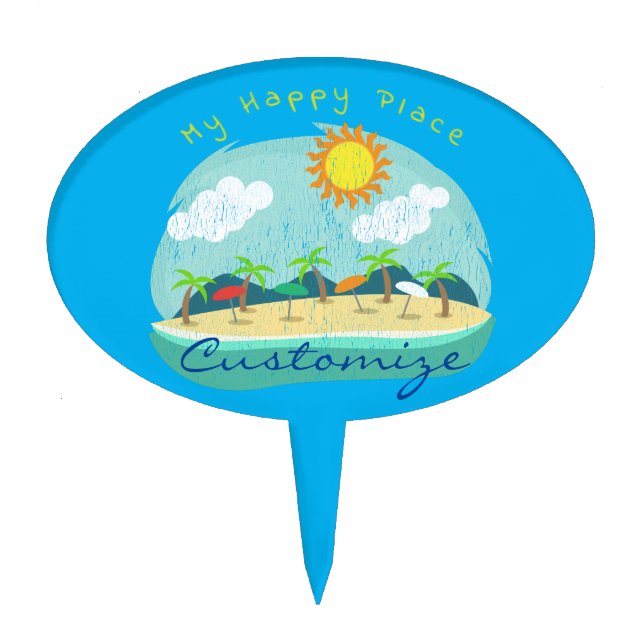 Beach Happy Place Thunder_Cove Cake Topper (Front)