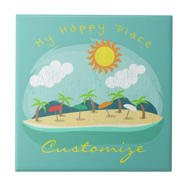 Beach Happy Place Thunder_Cove Ceramic Tile (Front)