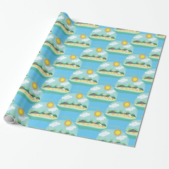 Beach Happy Place Thunder_Cove Wrapping Paper (Unrolled)