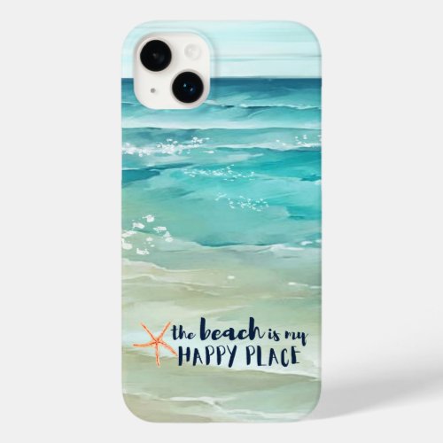 Beach Happy Place Watercolor Waves Coastal Case_Mate iPhone 14 Plus Case