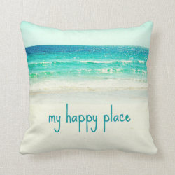 Beach Happy Place Word Pillow